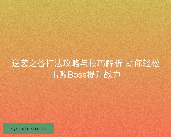 逆袭之谷打法攻略与技巧解析 助你轻松击败Boss提升战力