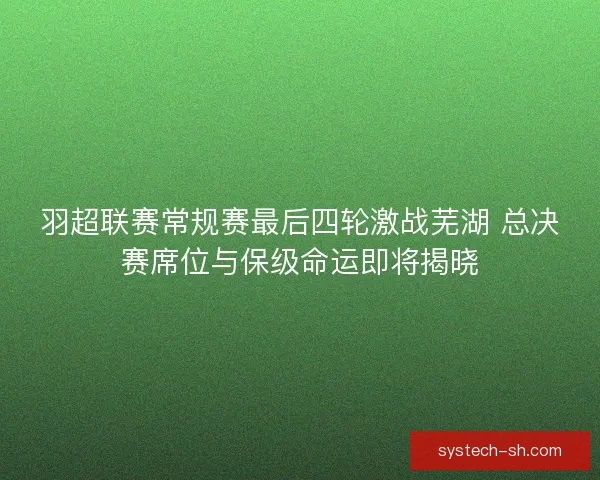 羽超联赛常规赛最后四轮激战芜湖 总决赛席位与保级命运即将揭晓